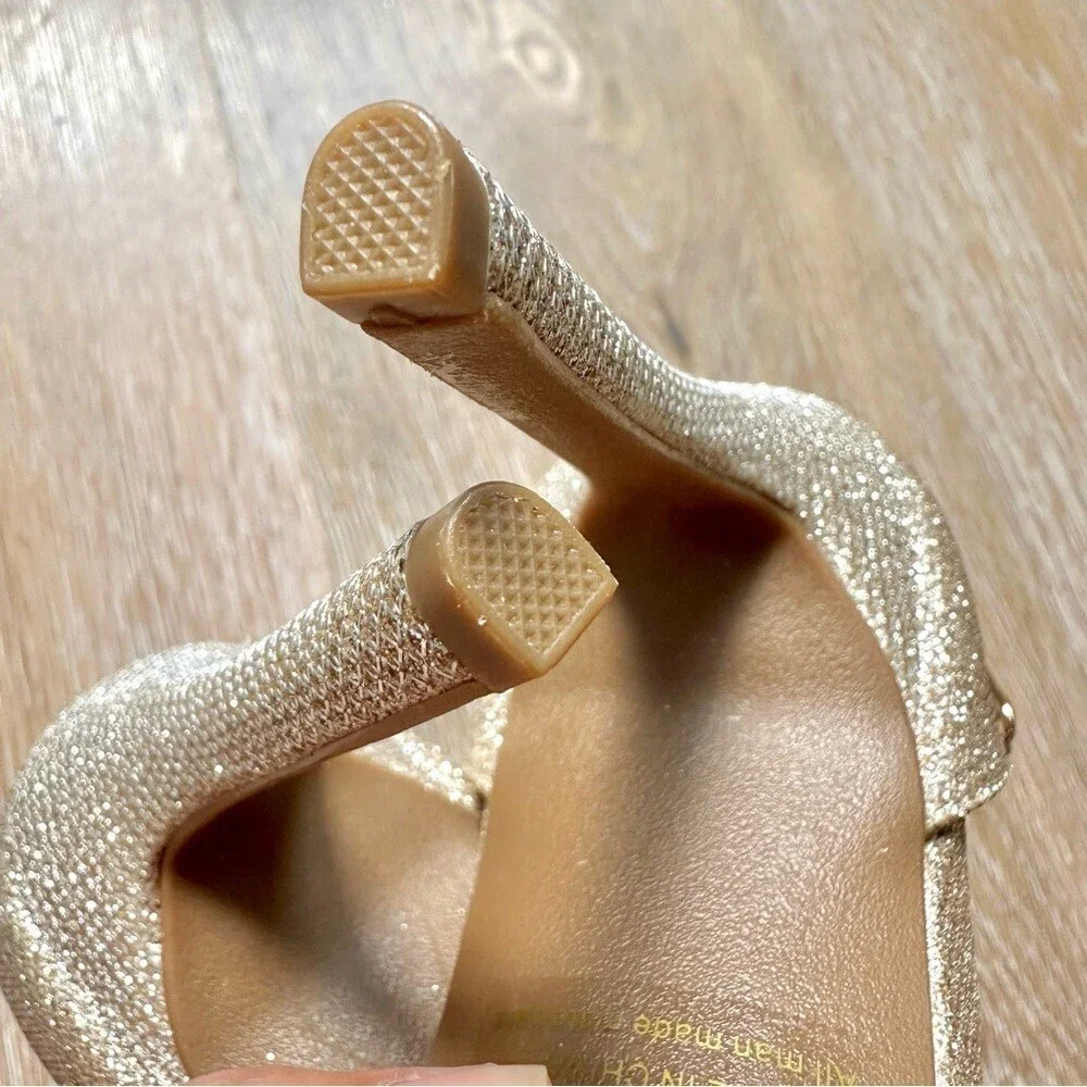 NWT Dream Pairs Gold Pumps Oppointed Lacey Pointed Toe Shoes w/Ankle Strap - 8